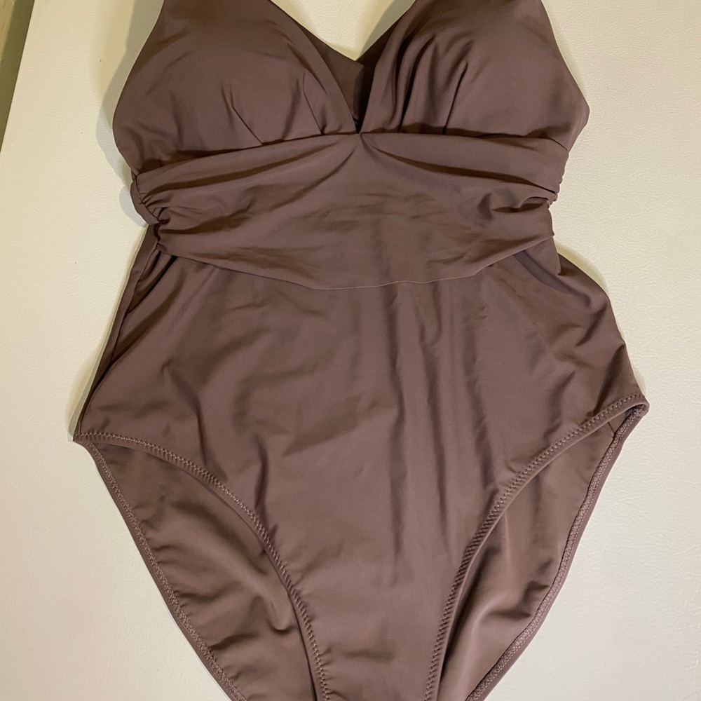 Ladies Brown One-Piece Swimsuit Size Large